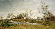 Landscape of swamp with heron unknow artist